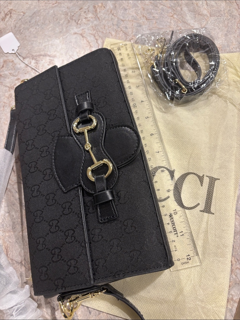 Black Continental Clutch with Gold Horsebit - Picture 2 of 6